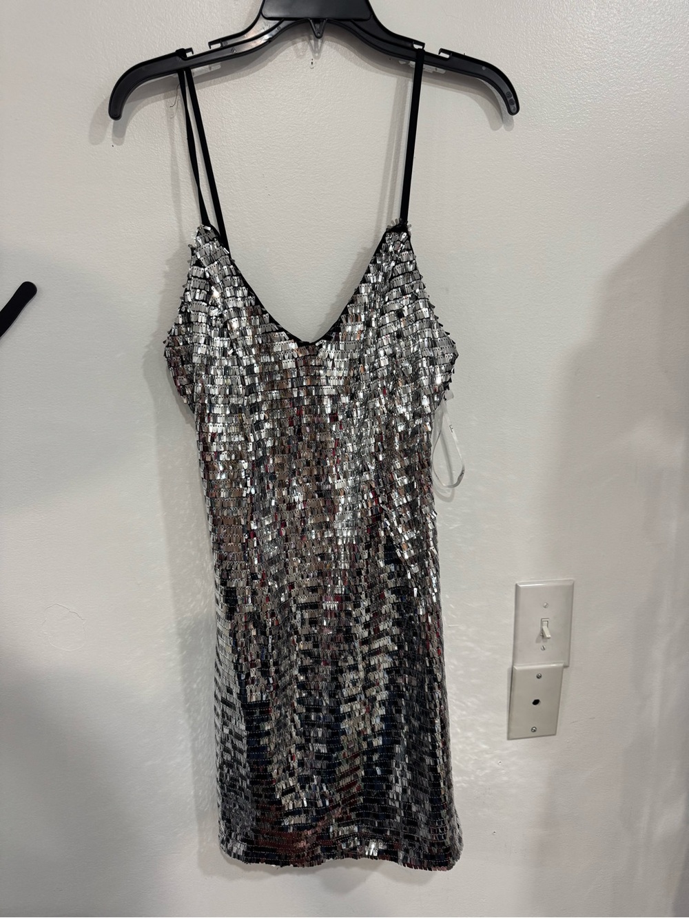 Lulu's Silver Sequin Mini Slip Dress